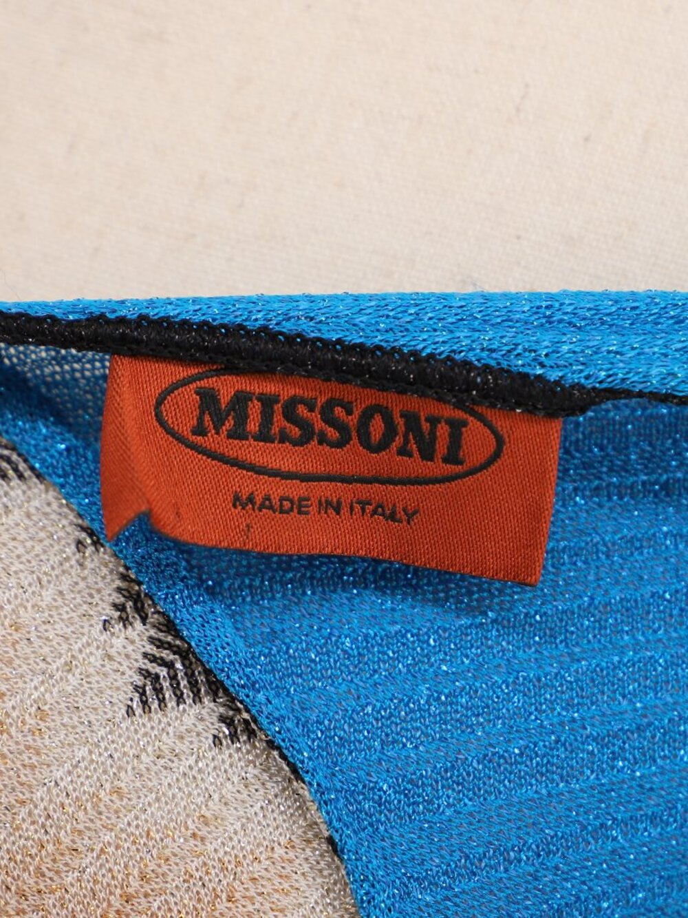 MISSONI Crochet Knit Shawl Multi Color Chevron Lightweight Made in Italy OS - Picture 6 of 6